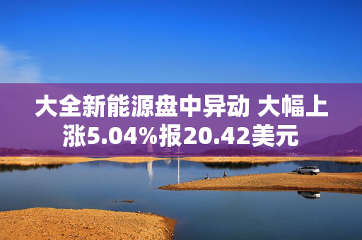 大全新能源盘中异动 大幅上涨5.04%报20.42美元