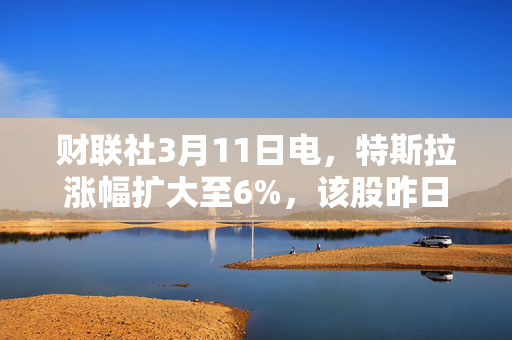 财联社3月11日电，特斯拉涨幅扩大至6%，该股昨日收跌超15%