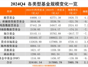 公募基金2024年四季度末总规模超过32万亿元，固收基金和纯指数股票基金贡献大