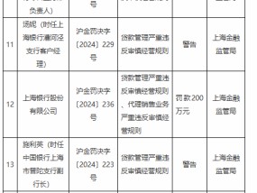 贷款管理严重违反审慎经营规则！上海地区多家银行分支机构被罚