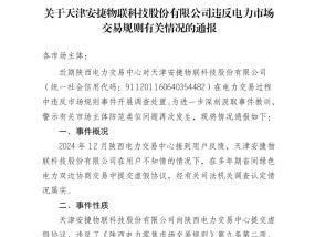 陕西电力交易中心通报：一售电公司违反电力市场交易规则