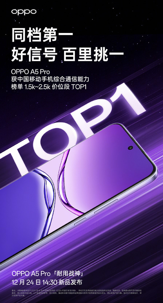 穿墙王！OPPO A5 Pro获首个信号穿墙能力五星认证